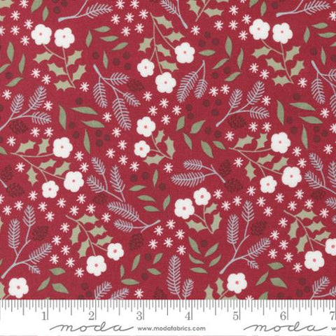 "Christmas Eve"-Winter Botanical Small Floral Cranberry by Lella Boutique for Moda