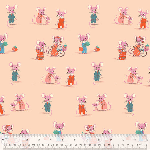 "COUNTRY MOUSE"- Country Mouse Peach by Heather Ross for Windham