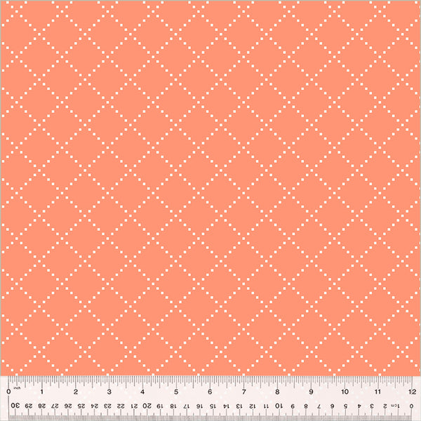 "Clover & Dot"-Coral Bias Grid by Allison Harris for Windham Fabrics