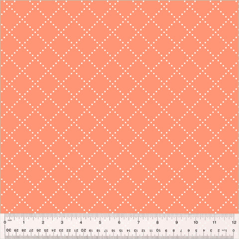 "Clover & Dot"-Coral Bias Grid by Allison Harris for Windham Fabrics