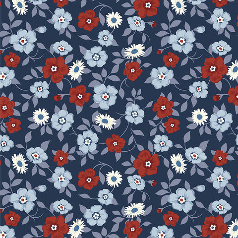 " Front Porch" Navy- Vining Blooms by Allison Harris for Windham Fabrics