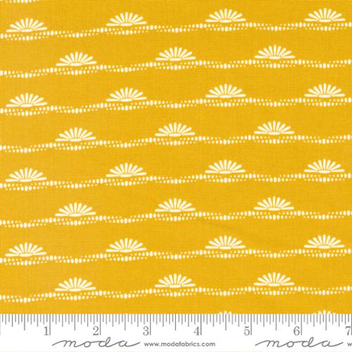 "Dawn On The Prairie"-Prairie Sun Stripes Golden Mustard by Fancy That Design House for Moda