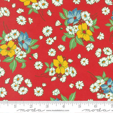 "Sweet Melodies"-Medium Floral Florals Feedsack Red by American Jane for Moda