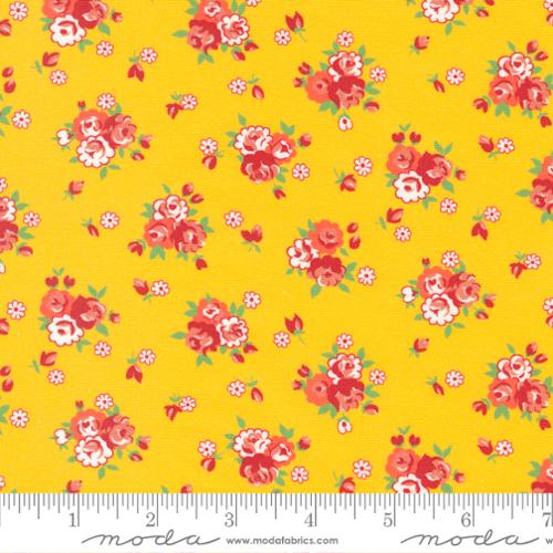 "Sweet Melodies"-Bouquets Small Floral Feedsack Yellow by American Jane for Moda