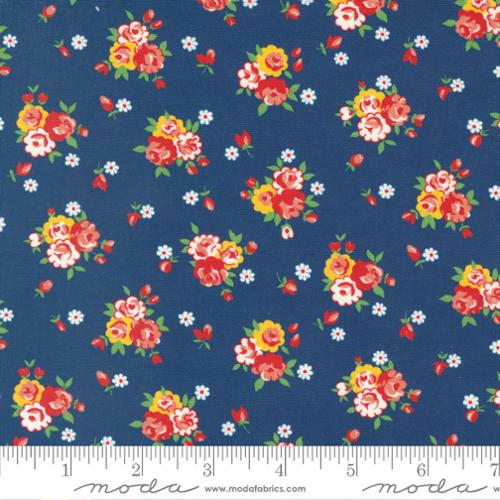 "Sweet Melodies"-Bouquets Small Floral Feedsack Navy by American Jane for Moda