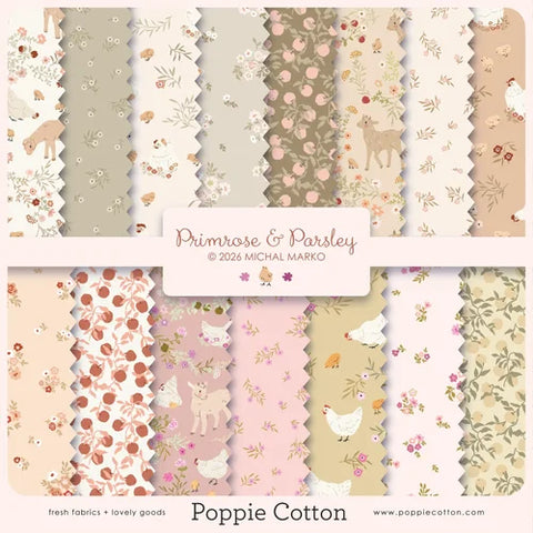 "Primrose & Parsley" 5in Squares 42pcs/bundle by Poppie Cotton for Checker