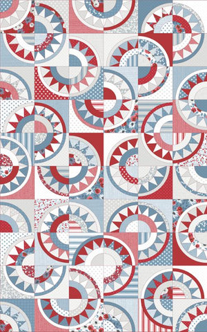 "Old Glory"-NY Beauty Cheater Quilt 36" x 60" Patchwork Cheater Quilt by Lella Boutique for Moda
