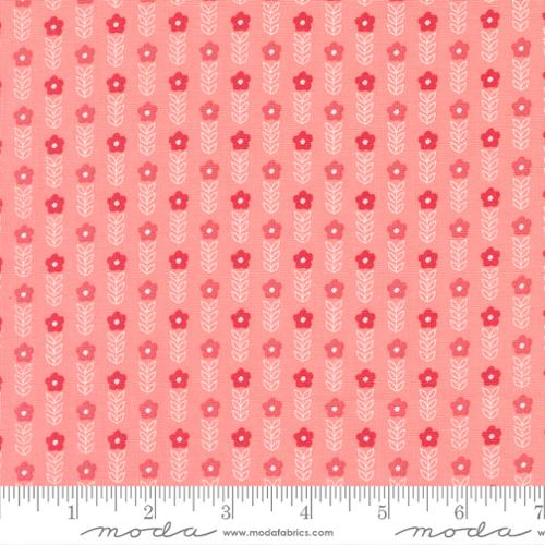 "Strawberry Lemonade"-Carnation Blooms Small Floral Stripe by Sherri & Chelsi for Moda