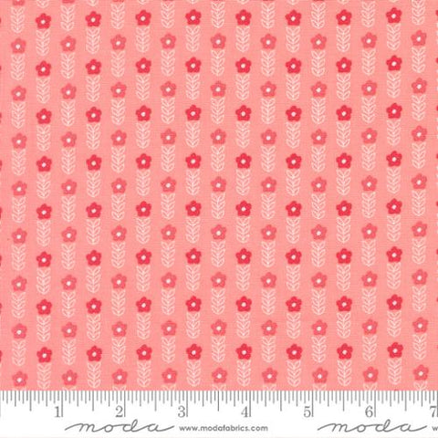 "Strawberry Lemonade"-Carnation Blooms Small Floral Stripe by Sherri & Chelsi for Moda