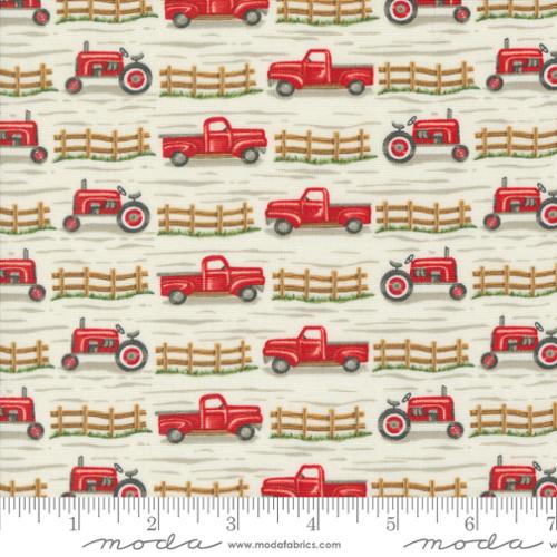 "Willow's Farm"-Trucks and Tractors Cloud by Deb Strain for Moda