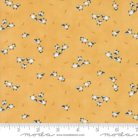 "Willow's Farm"-Sheeps In The Pasture Goldenrod by Deb Strain for Moda