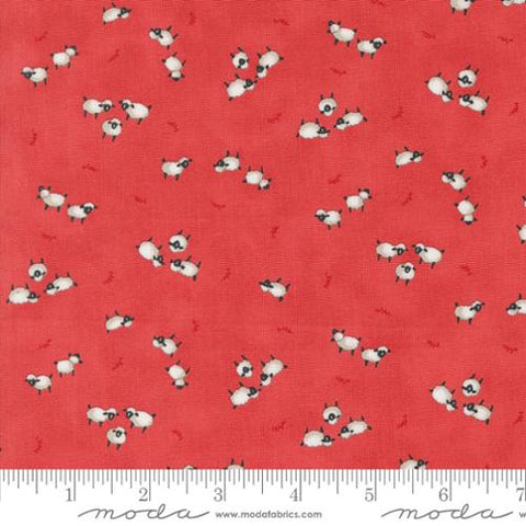 "Willow's Farm"-Sheeps In The Pasture Barn Red by Deb Strain for Moda