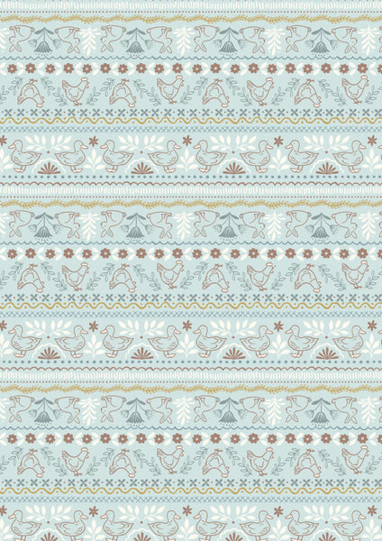 "Country Croft"-  Farm Stripe Duckegg Bg by Lewis & Irene
