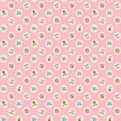 " Bluebells & Buttercups" Charm Pink By Elea Lutz for Poppie Cotton