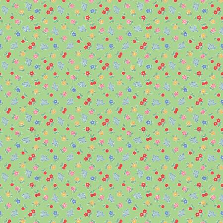 " Bluebells & Buttercups" Cheery Bluebird Mint By Elea Lutz for Poppie Cotton