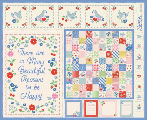 " Bluebells & Buttercups" Bluebird Project Panel Multi By Elea Lutz for Poppie Cotton