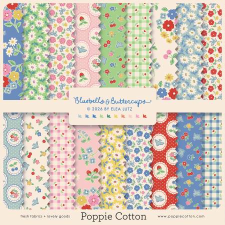 " Bluebells & Buttercups" Layer Cake 10in Squares, 42pcs/bundle By Elea Lutz for Poppie Cotton