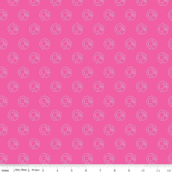 "Barbie™ Girl" Logo Dot Hot Pink for Riley Blake