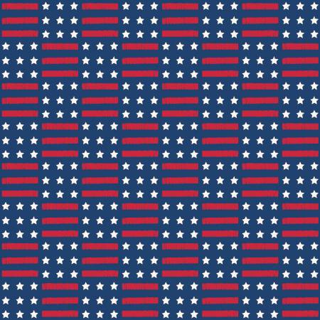 "Land of the Brave"-Stars And Stripes Navy by My Minds Eye for Riley Blake