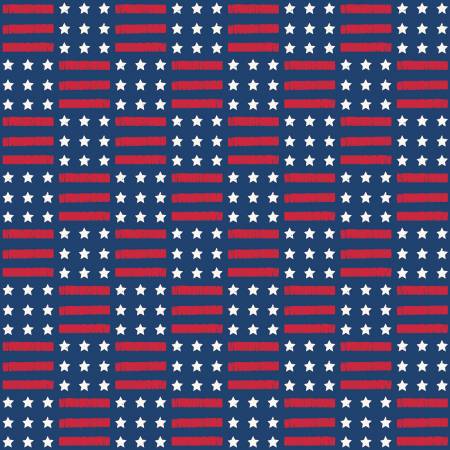 "Land of the Brave"-Stars And Stripes Navy by My Minds Eye for Riley Blake
