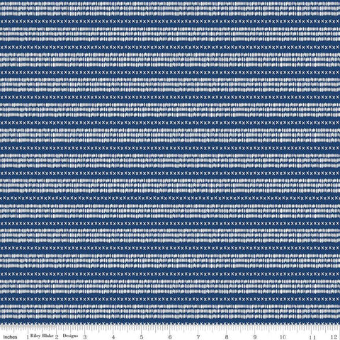"Land of the Brave"-Stripe Navy by My Minds Eye for Riley Blake