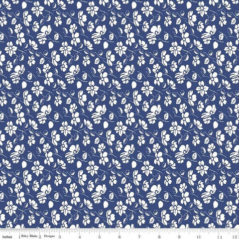 "Always in Season" Mono Floral Navy by American Jane for Riley Blake