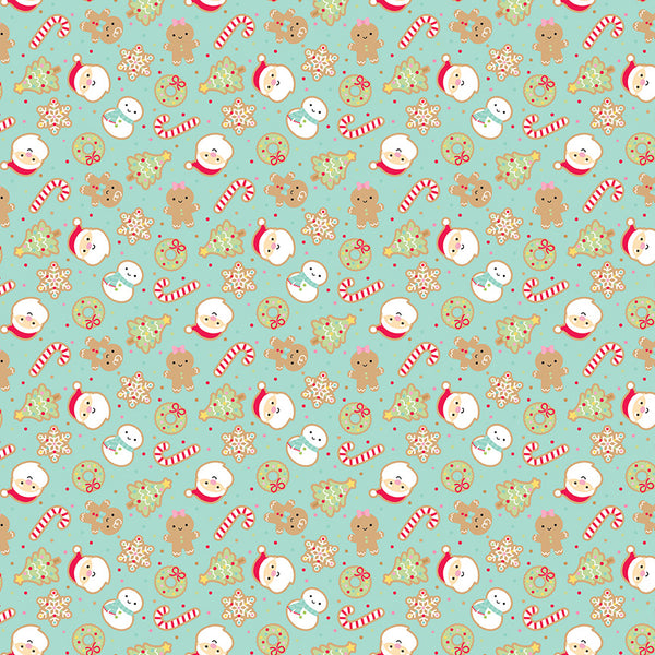"Gingerbread Kisses" Sugar Cookies Blue by Doodlebug Designs for Riley Blake