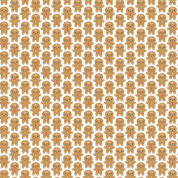 "Gingerbread Kisses" Gingerbread Men White by Doodlebug Designs for Riley Blake