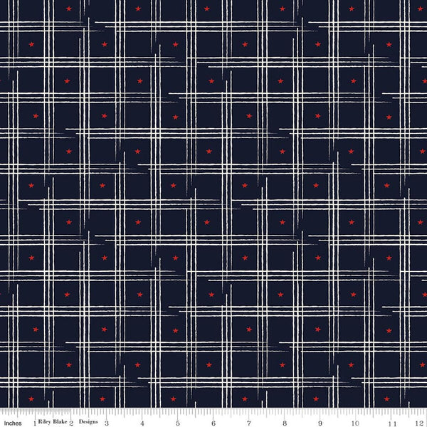 "American Honor" Plaid Blue By Vicki Gifford For Riley Blake Designs