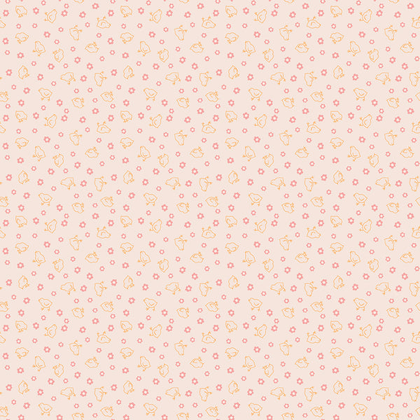 "Farmer's Daughter"-Baby Chicks Background Coral by Lori Holt of Bee in My Bonnet for Riley Blake