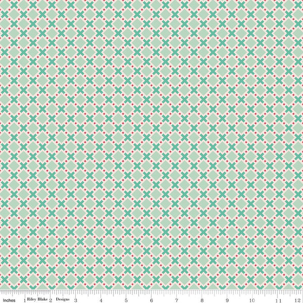 "Berry & Sage" Criss Cross Sage By Lori Holt For Riley Blake
