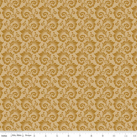 "Christmas Greetings" Scroll Gold By Sandy Gervais For Riley Blake