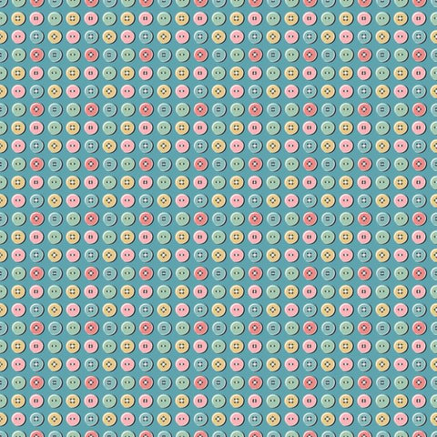 "Granny's Sewing Room"-Blue Button Collection by Sheri McCulley for Poppie Cotton