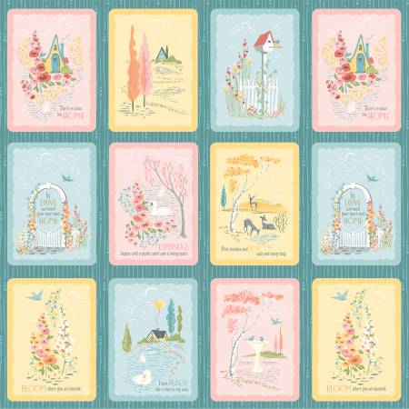 "Hollyhock Lane"-Teal Hollyhock Lane by Poppie Cotton