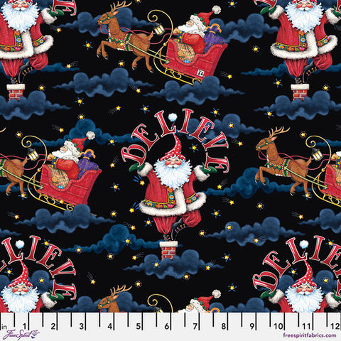 "So Much Joy!"-Believe Santa - Black by Mary Engelbreit for FreeSpirit