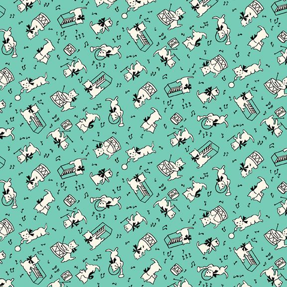 "Aunt Grace Goes Scrappy"-Cat Aqua by Judie Rothermel for Marcus Fabrics
