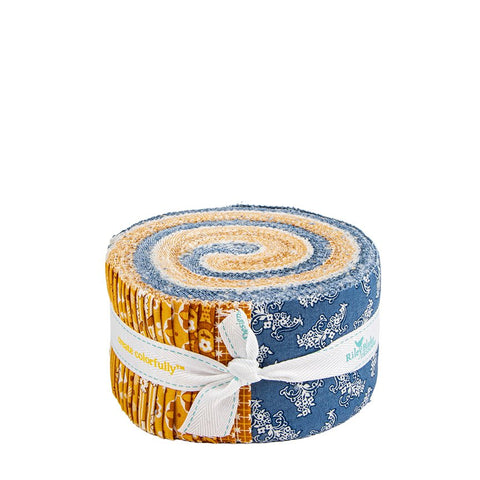 "Denim & Daisy" 2 1/2" Rolie Polie By Lori Holt For Riley Blake