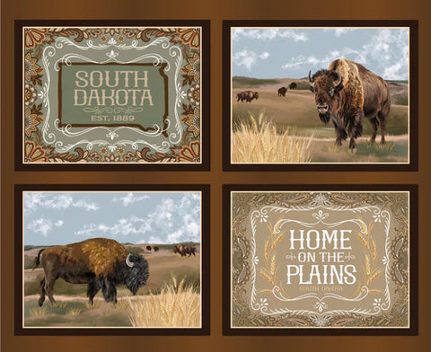"Quilt Dakota Shop Hop"  South Dakota Panel - Brown By Benartex For Benartex