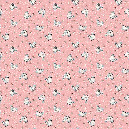 "Home Sweet Home"-Pink Bluebirds by Elea Lutz for Poppie Cotton