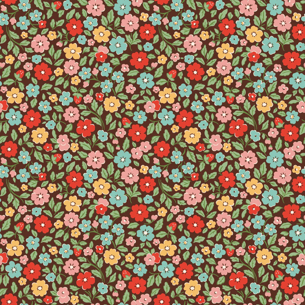 "Farmhouse Fancy" Country Flowers Brown by Poppie Cotton