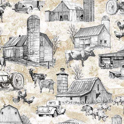"Fresh & Local"  ON THE FARM TOILE from Michael Miller Fabrics