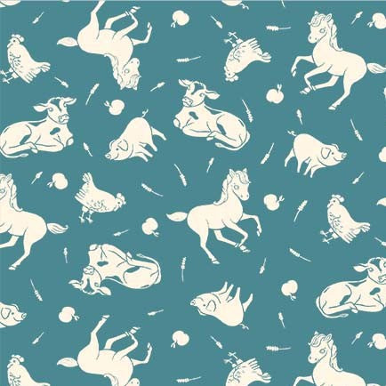 "Farm Days"  BARN BUDDIES AZURE from Michael Miller Fabrics