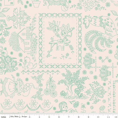 "Berry & Sage" Embroider Latte By Lori Holt For Riley Blake