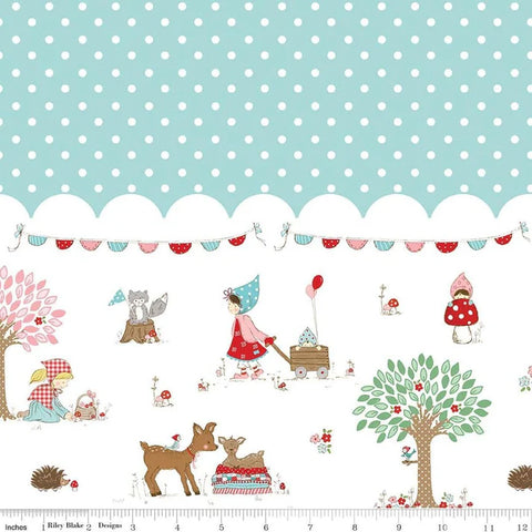 " Whimsical Woodland"  Border Print Aqua By Tasha Noel For Riley Blake