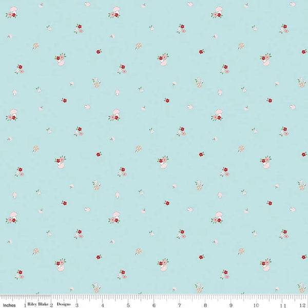 " Whimsical Woodland" Mushrooms Aqua By Tasha Noel For Riley Blake