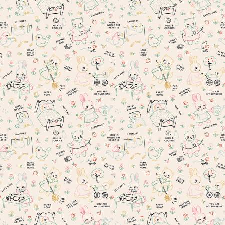 "Home Sweet Home"-Multi Chore Time by Elea Lutz for Poppie Cotton