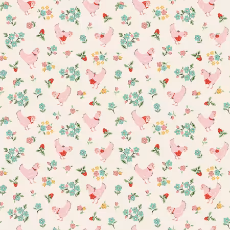 "Farmhouse Fancy" Spring Chicken Natural  by Poppie Cotton