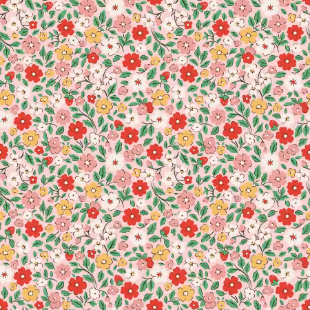 "Farmhouse Fancy" Country Flowers Pink by Poppie Cotton