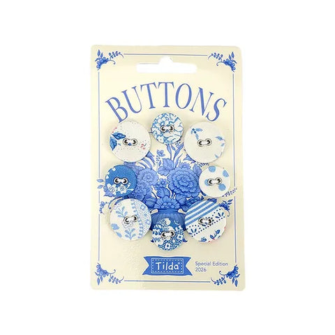 "Something Blue" Buttons-8pcs-Light  by Tone Finnanger for Tilda