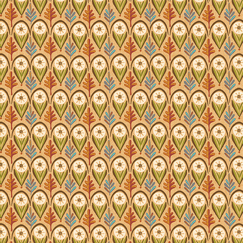 "Hello Fall" Leaf Geo Peach/Multi by Jessica Flick for Benartex